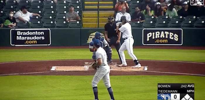 Tiedemann strikes out a Bradenton batter with a slider